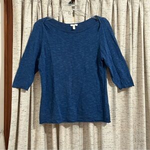 Eileen Fisher Organic Linen Blend Bateau Neck Top - Large